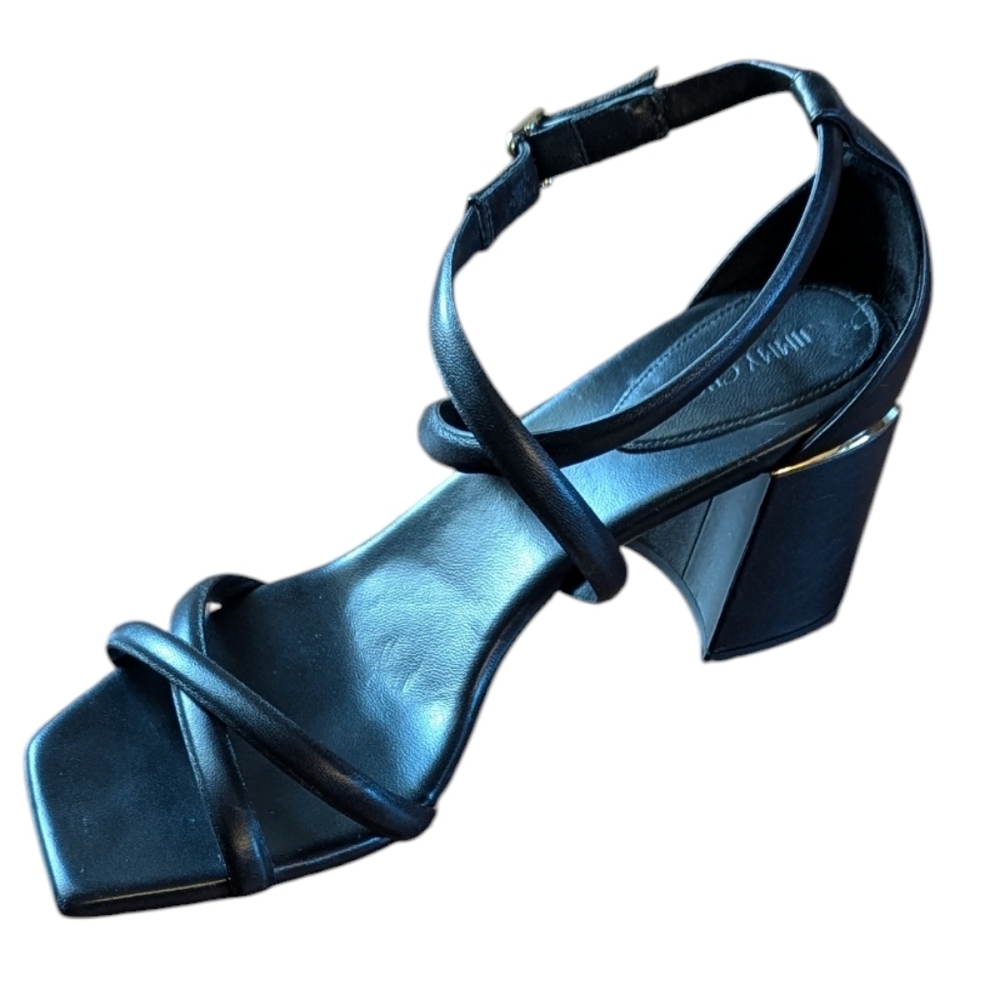 Jimmy Choo Rheea 65 Black Leather Strappy Block Heels. Size 40
